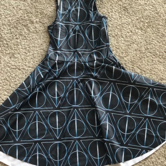 S *LIMITED* BlackMilk Harry Potter | Deathly Hallows Reversible Skater Dress - Picture 2 of 4
